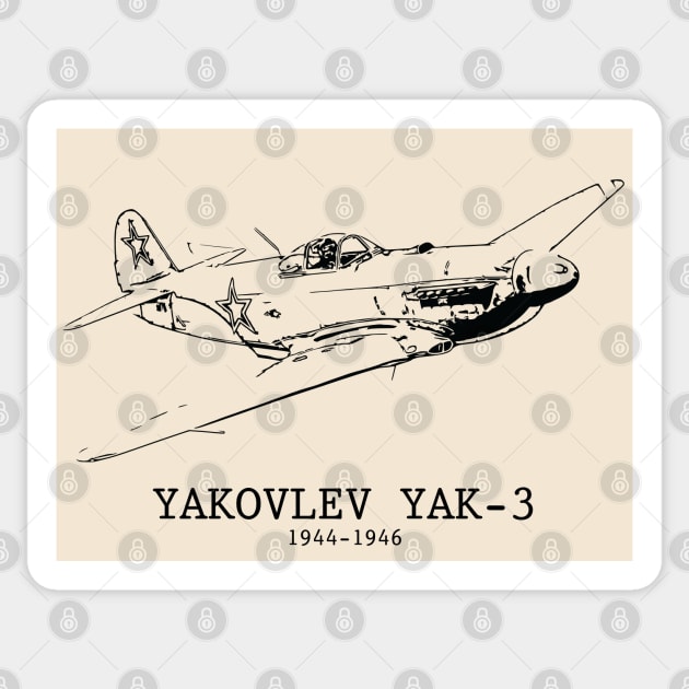 Yakovlev Yak-3 WWII Soviet Fighter Sticker by Lakeric